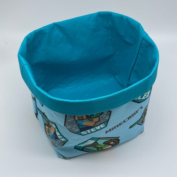 Minecraft Fabric Basket / Kids Room Decor / Handmade Fabric Basket - Picture 2 of 2